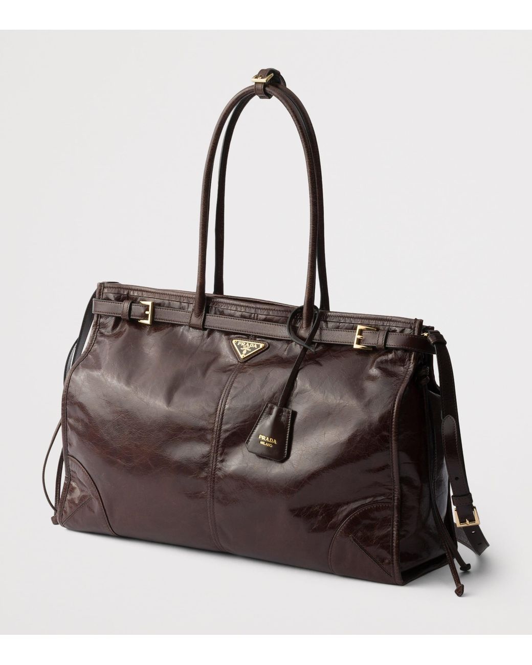 Prada Brown Extra Large Leather Bonnie Shoulder Bag