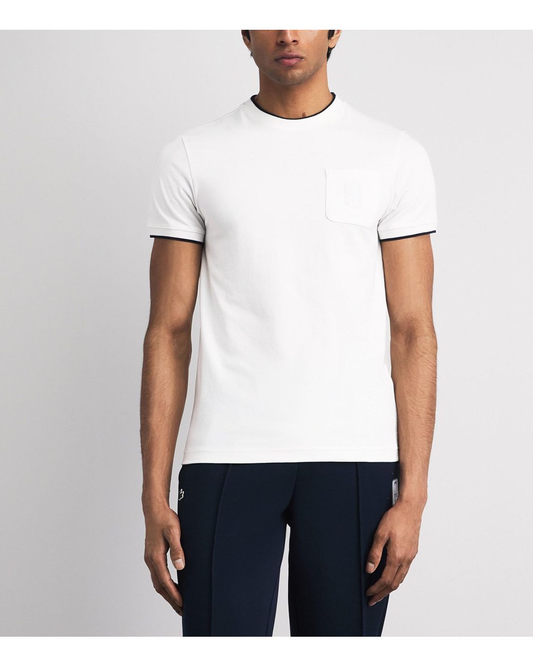 Lacoste White Contrast-Trim Pocket T-Shirt for men