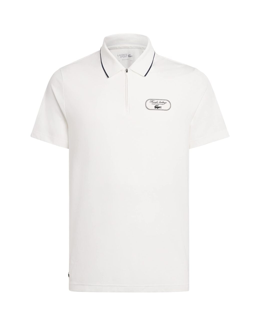 Lacoste White Tennis Heritage Ultra-Dry Zip-Up Polo Shirt for men