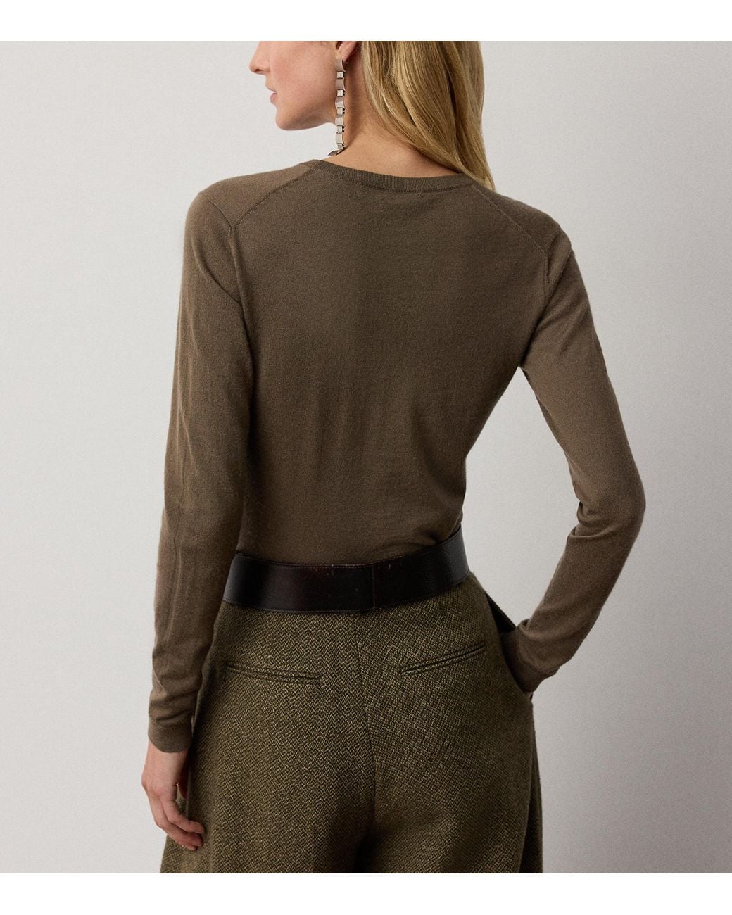 Ralph Lauren Brown Cashmere Crewneck Sweater