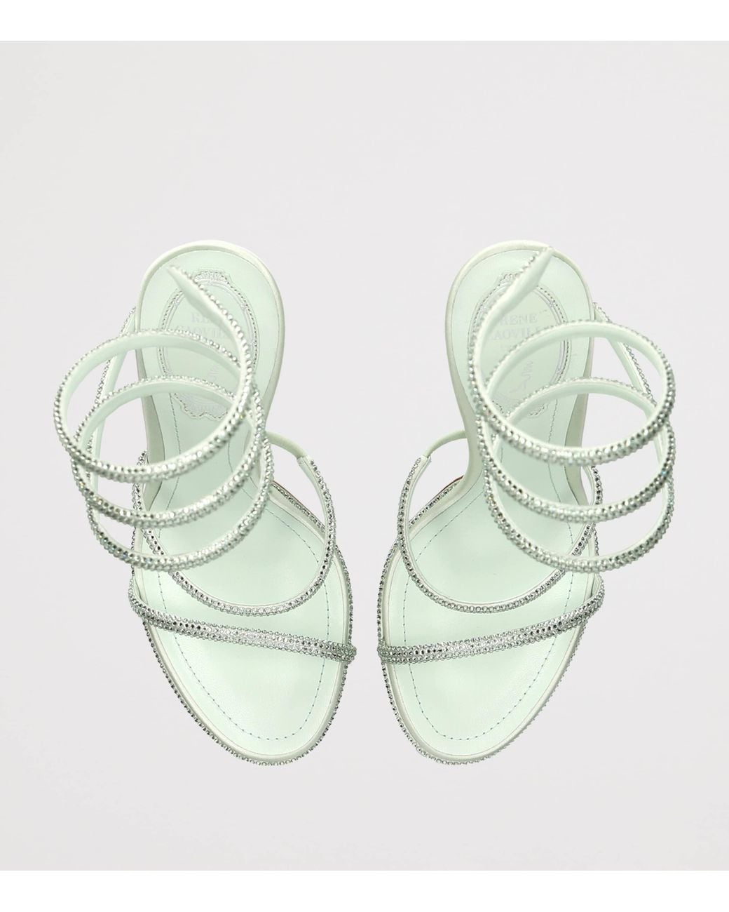 Rene Caovilla White Satin Crystal-Embellished Cleo Sandals 105