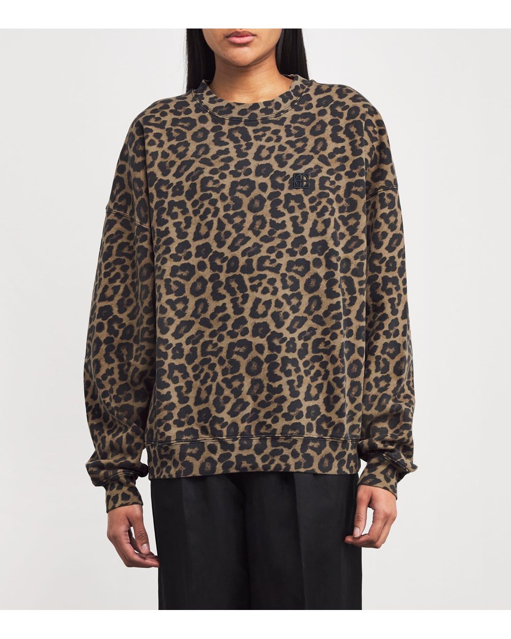Anine Bing Brown Leopard Print Miles Sweatshirt