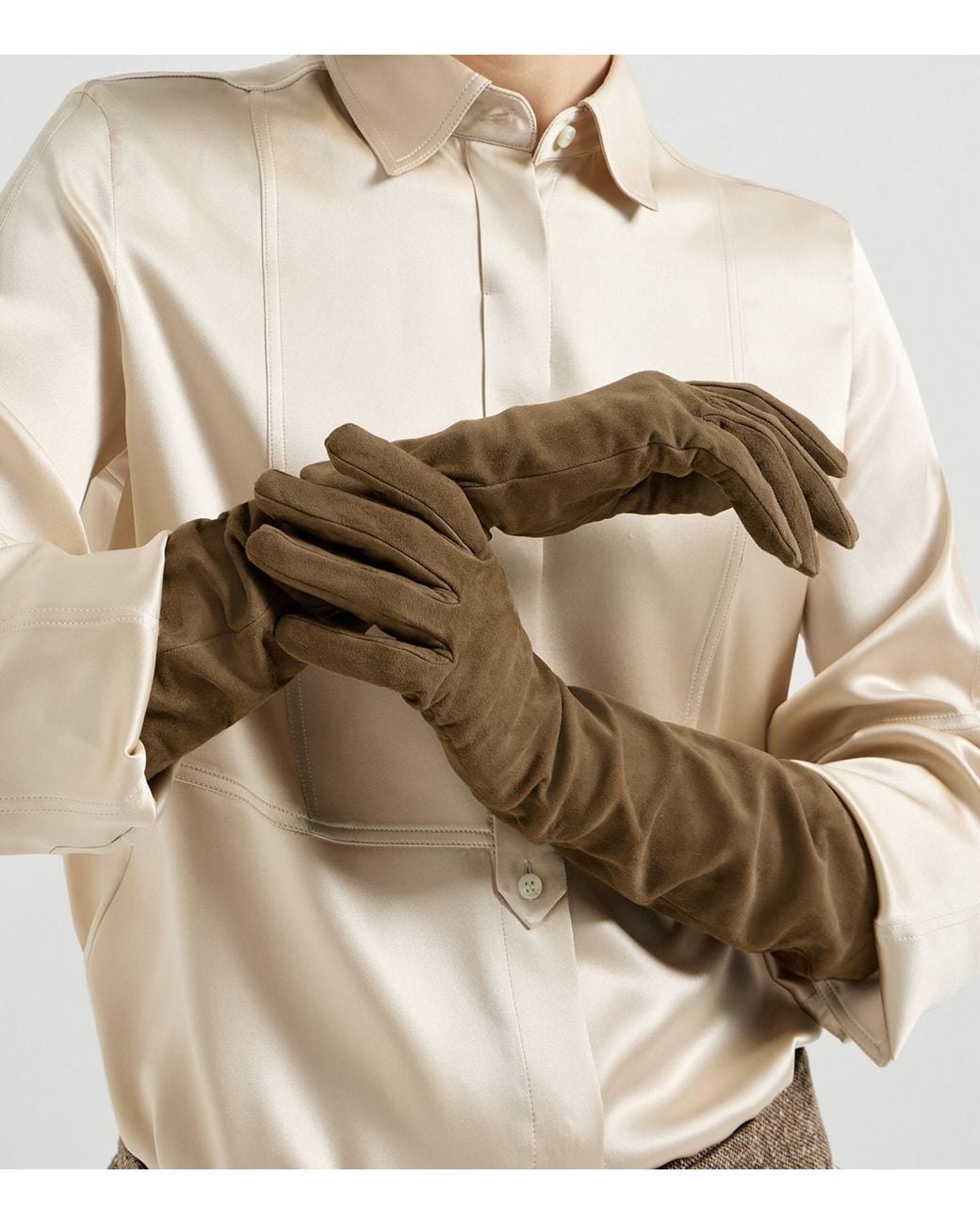 Brunello Cucinelli Brown Suede Gloves