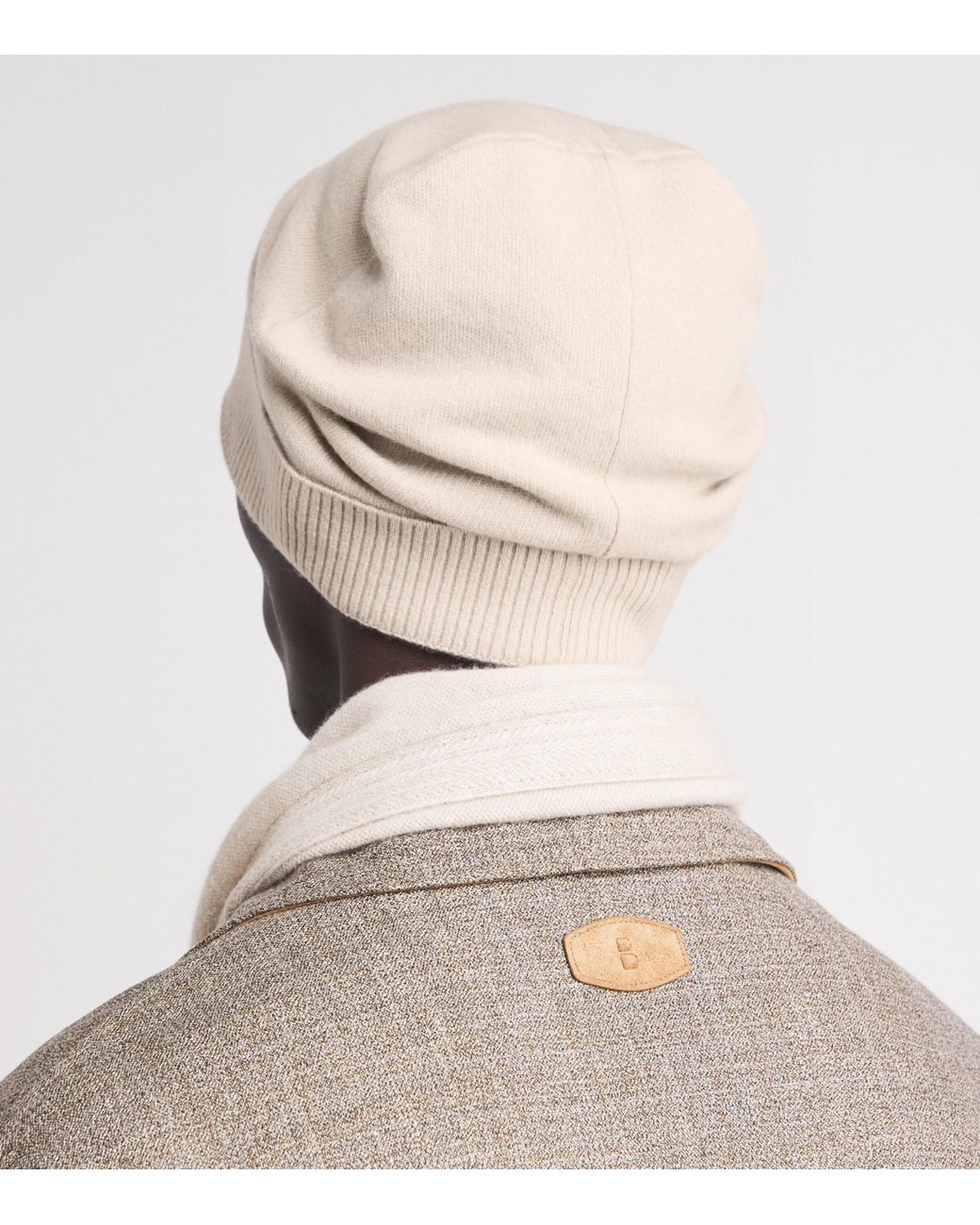 Colombo Natural Cashmere Herringbone Beanie for men
