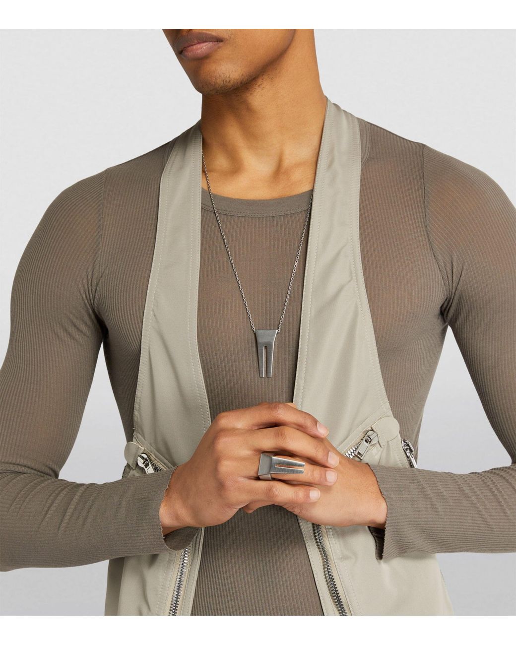 R*I様 Rick owens TRUNK CHARM/PALLADIUM Rick Owens Palladium-plated Open Trunk Ring in Gray for Men