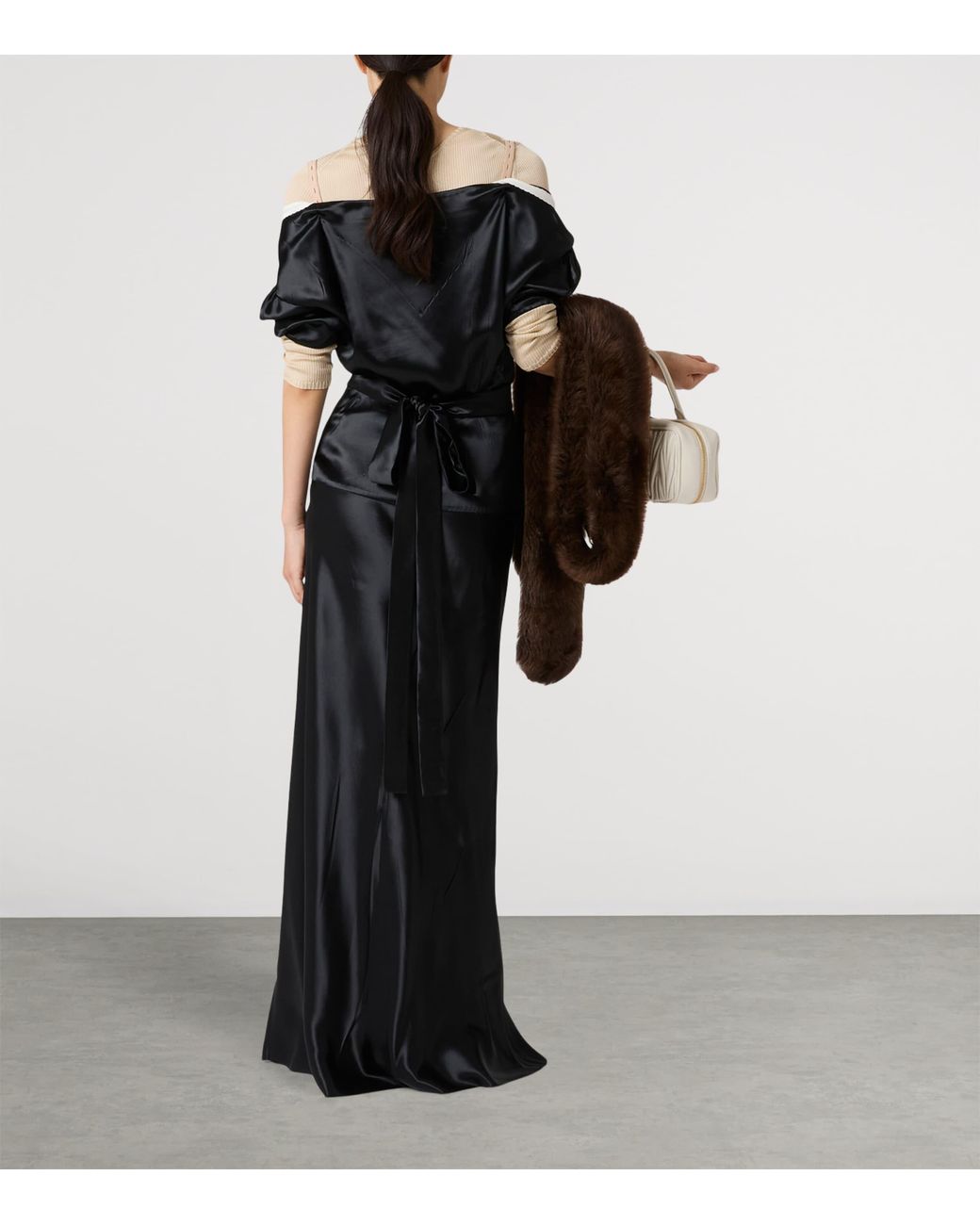 Miu Miu Black Satin Maxi Dress