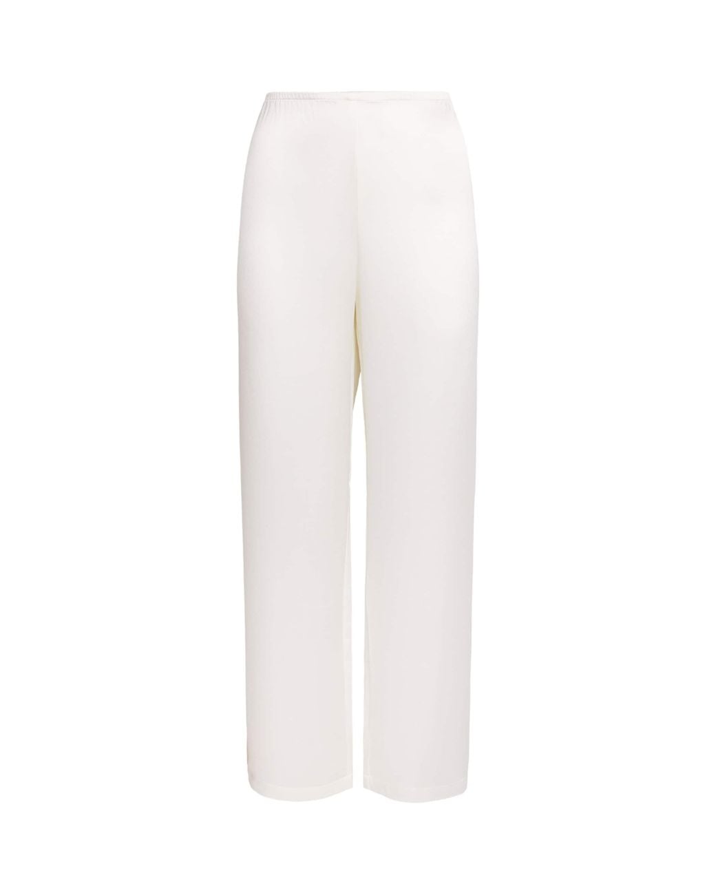 Leset White Satin Barb Wide-Leg Trousers
