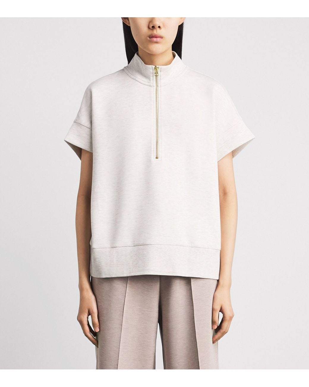 Varley White Ritchie Short-Sleeve Half-Zip Sweatshirt