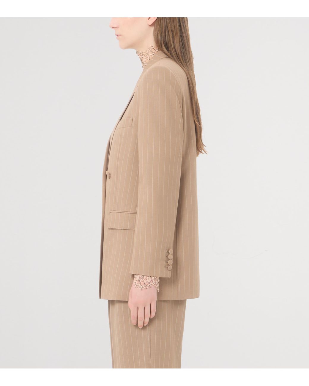 Valentino Natural Virgin Wool Pinstripe Blazer