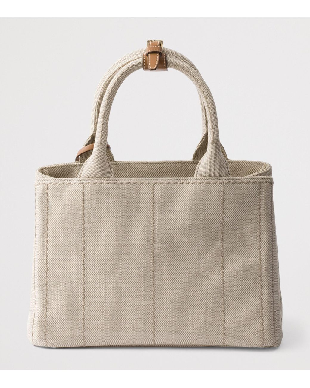 Prada Natural Small Canvas Jardinière Top-Handle Bag