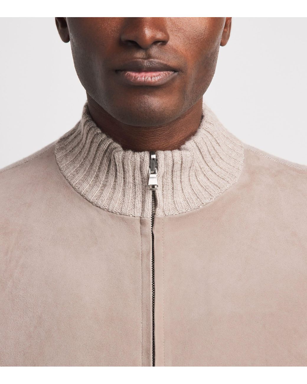 N.Peal Cashmere Natural Suede-Trim Cashmere Davos Jacket for men