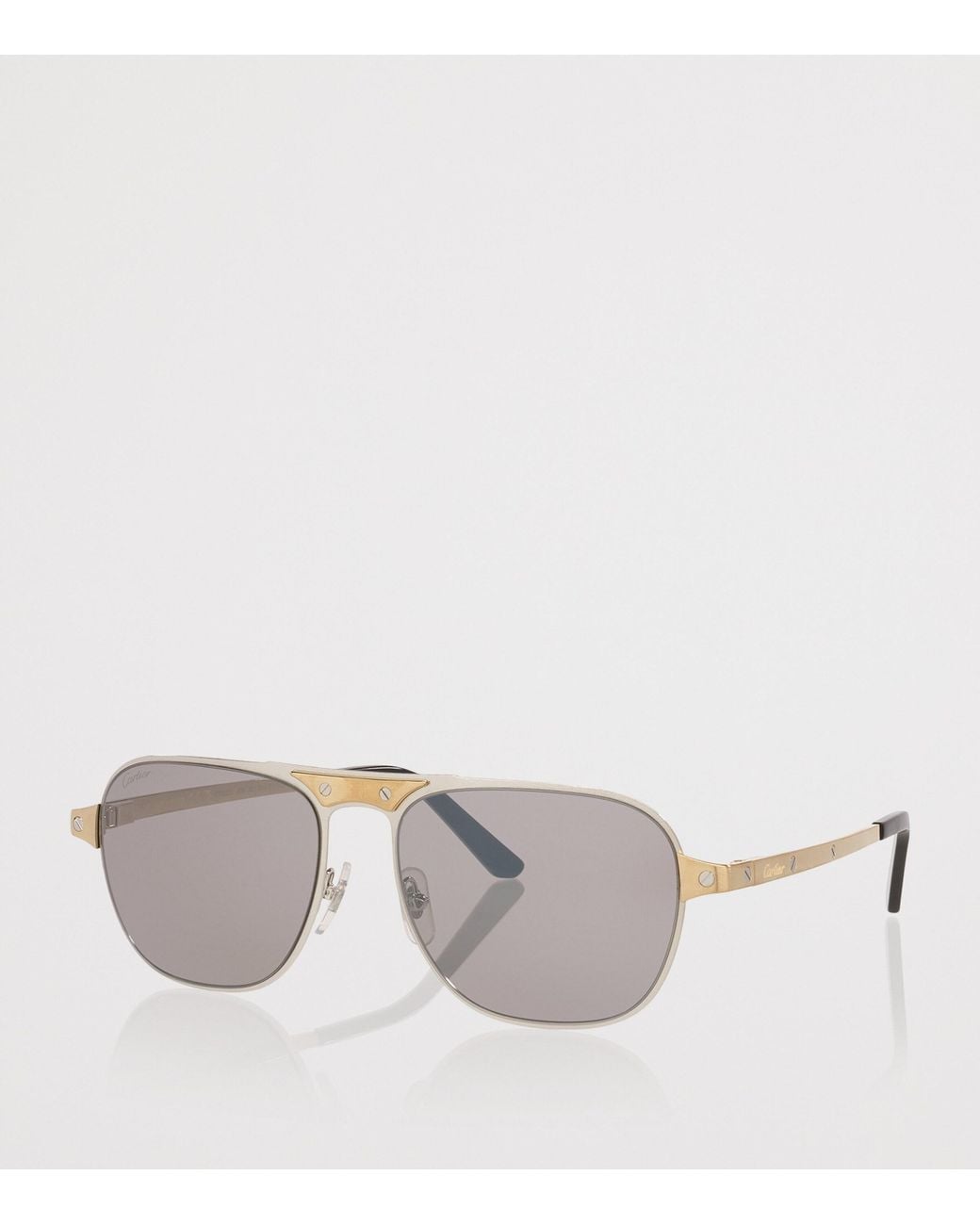 Cartier Gray Rectangular Aviator Sunglasses for men