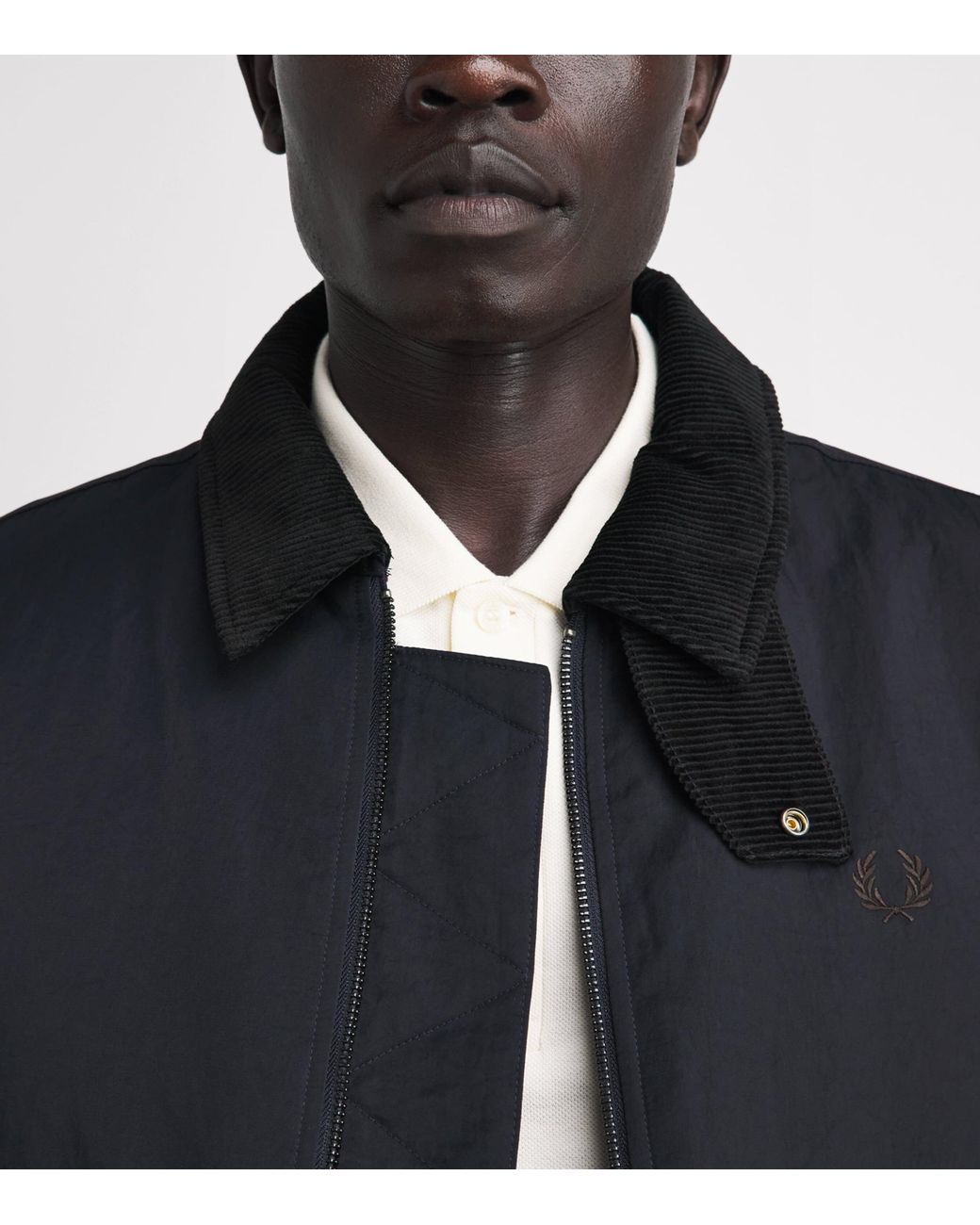 Fred Perry Black Padded Caban Jacket for men