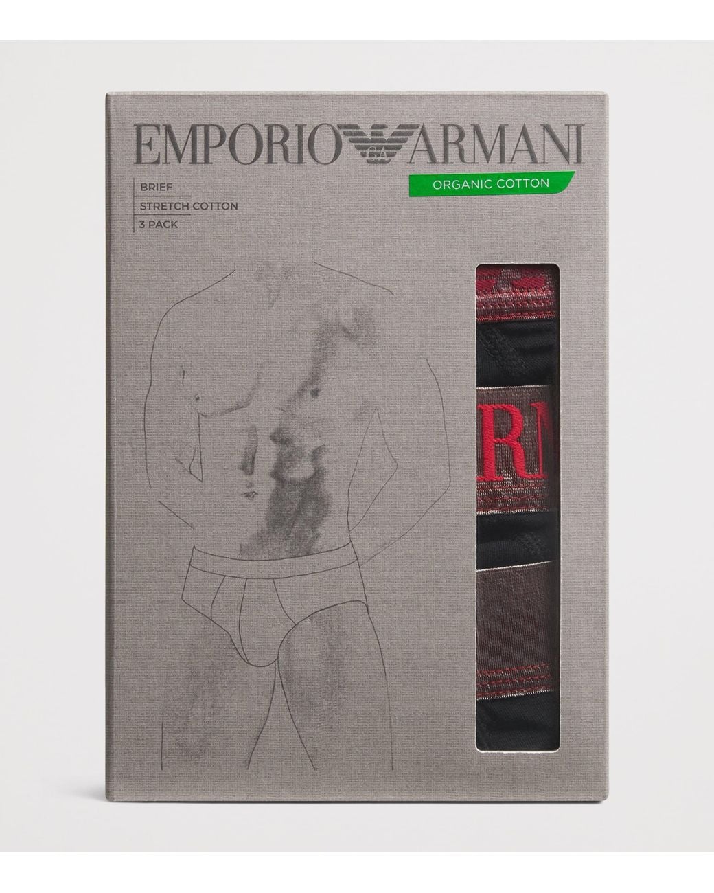 Emporio Armani Black Stretch-Cotton Logo Briefs for men