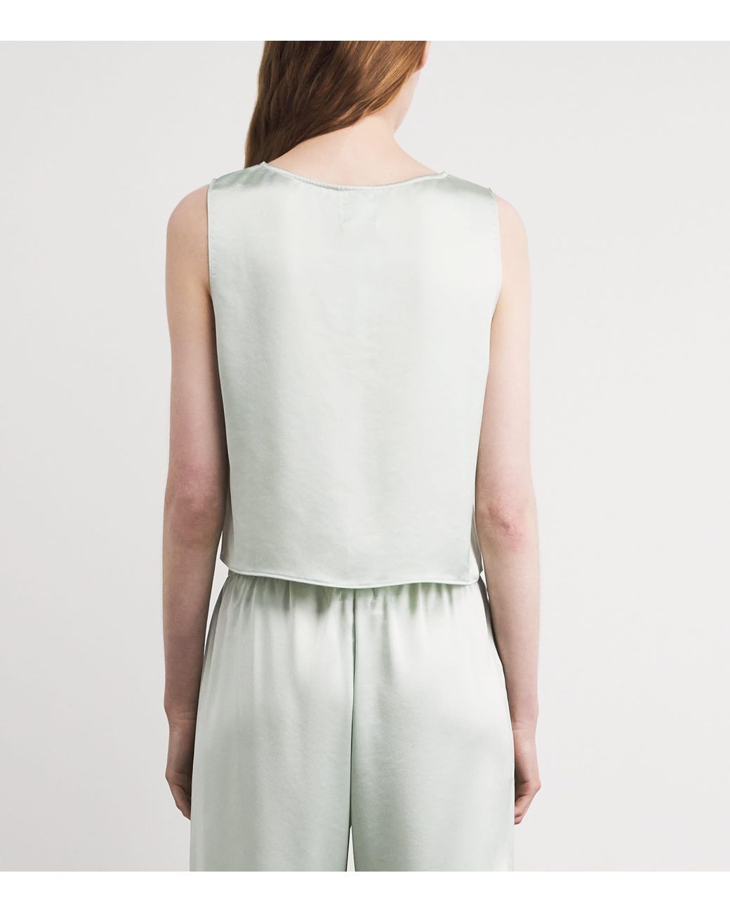 Leset Gray Satin V-Neck Barb Top