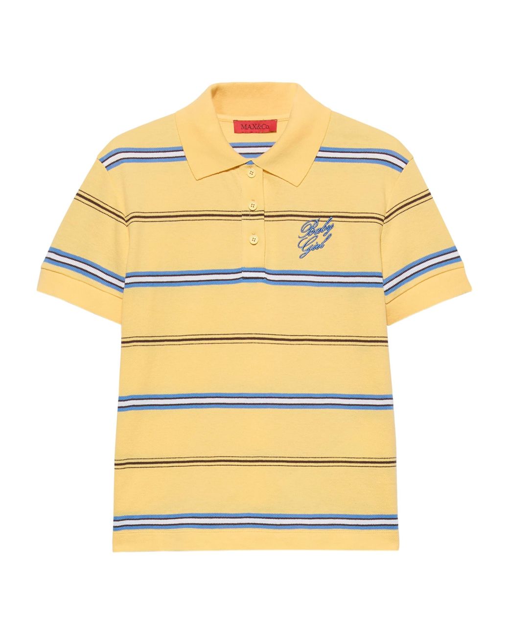 MAX&Co. Yellow Cotton Embroidered Polo Shirt