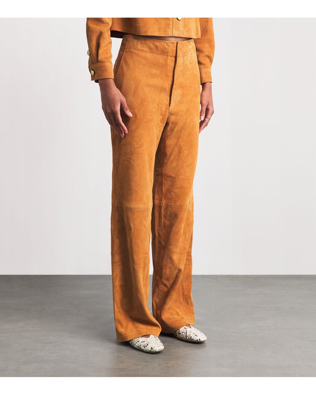 Ulla Johnson Orange Suede Freja Straight Trousers