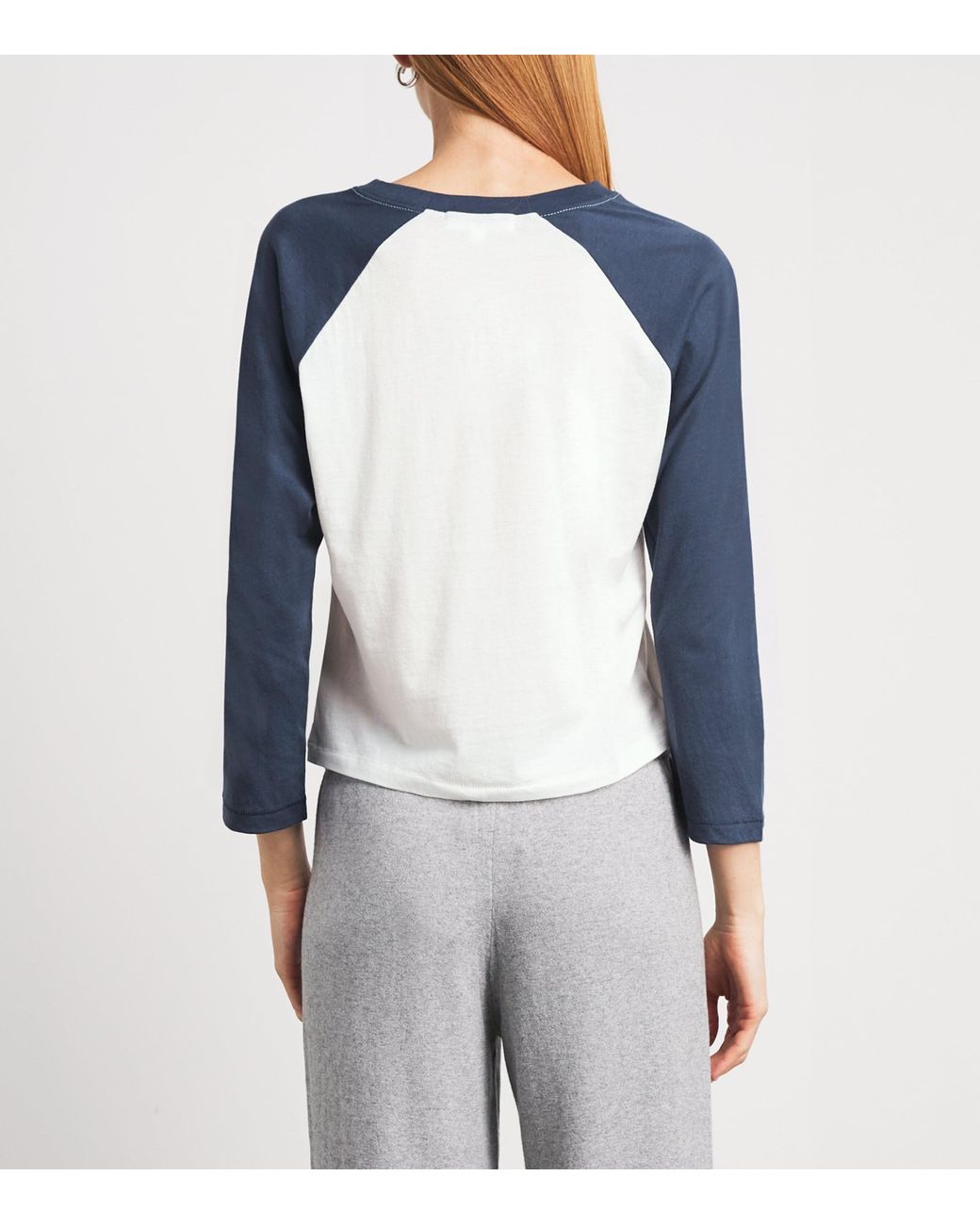 ÉTERNE Blue Cotton-Modal Baseball T-Shirt