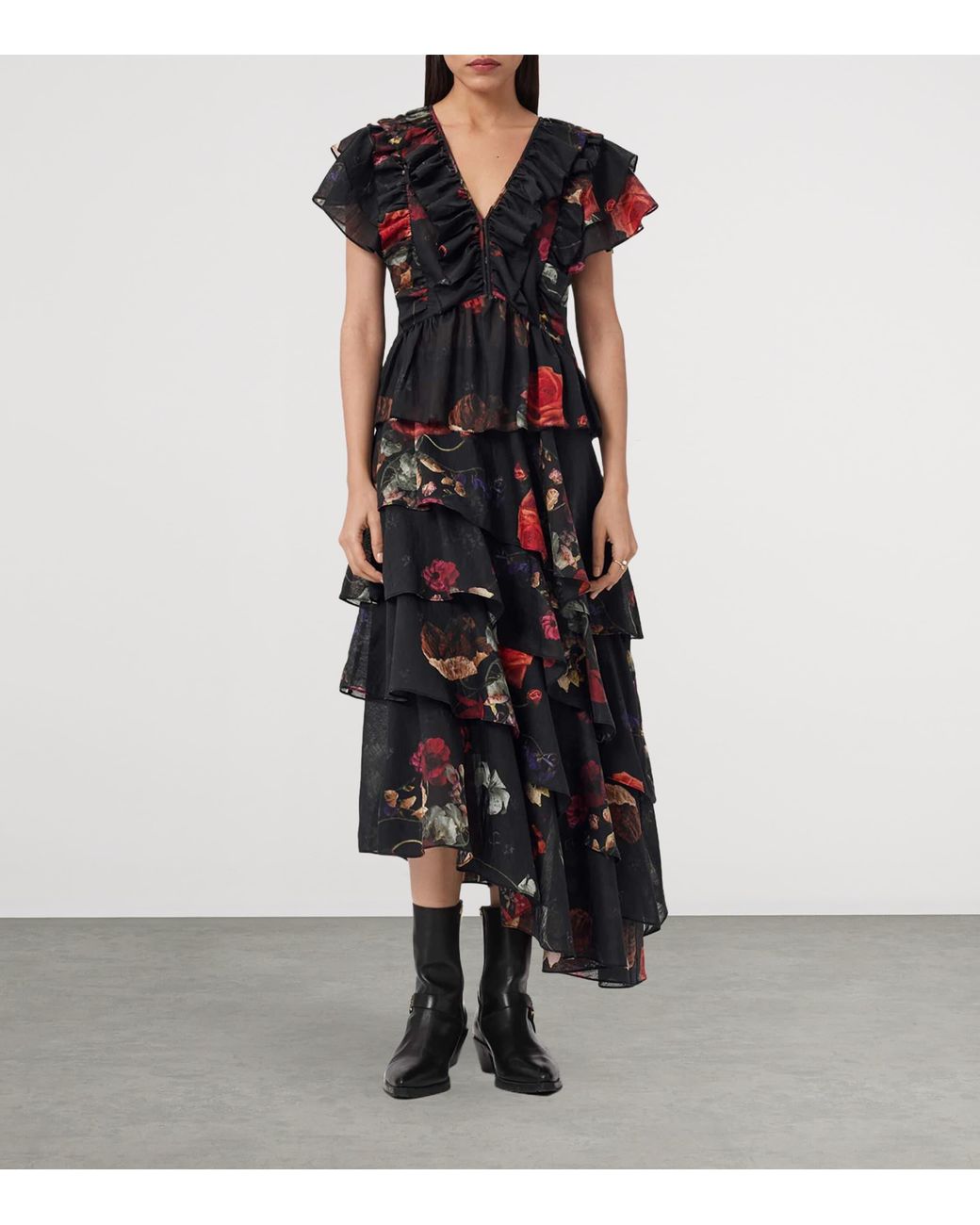 AllSaints Black Floral Alma Top