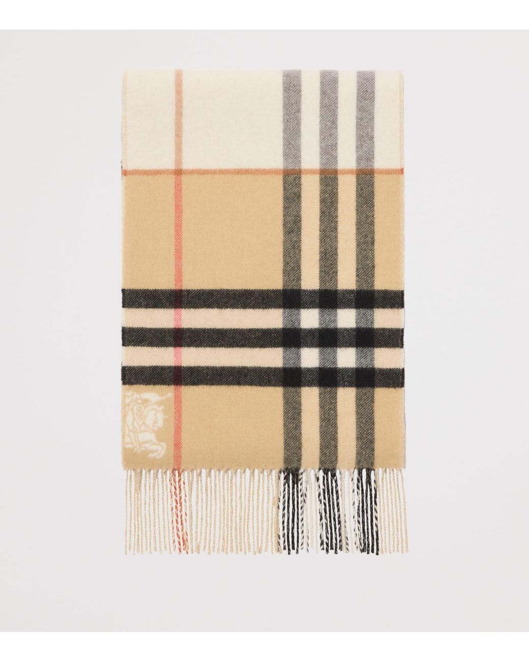 Burberry Natural Cashmere Contrast Check Scarf