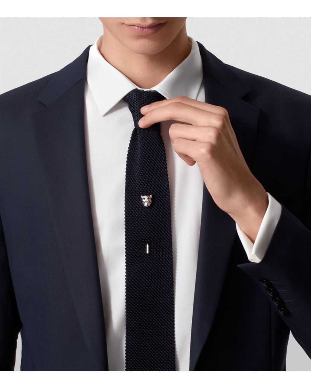 Cartier White Sterling Panthère De Tie Pin for men