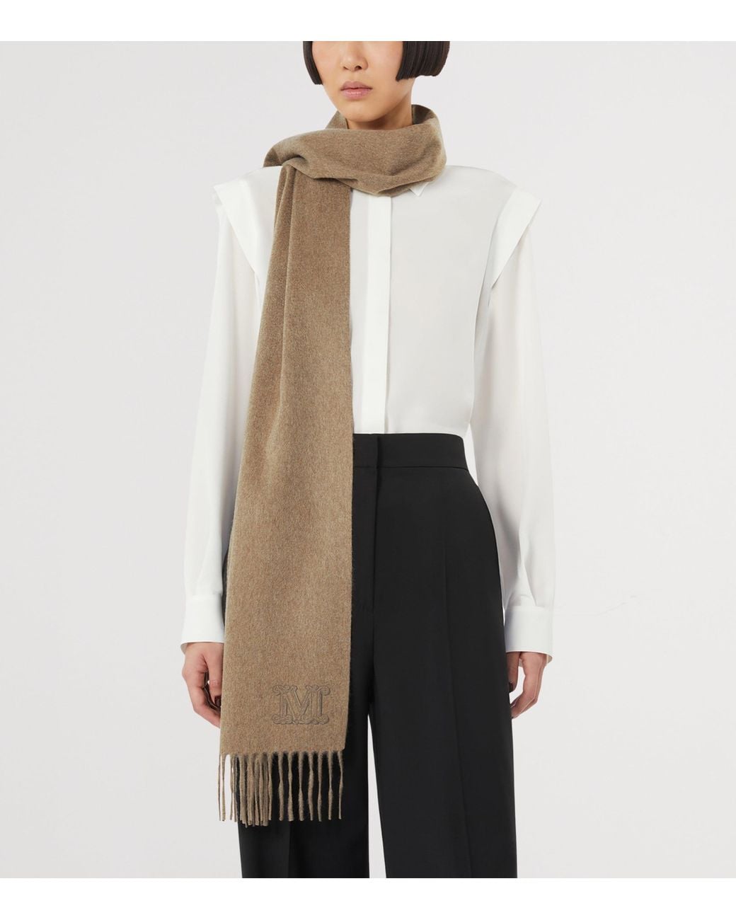 Max Mara Natural Cashmere Monogram Scarf