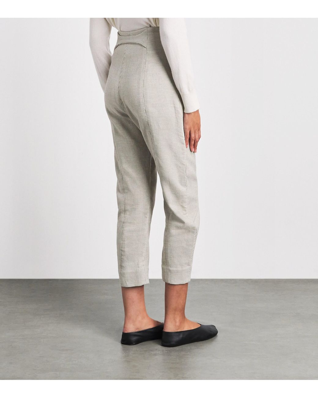 Studio Namnyak Gray Cotton Bora Stripe Trousers