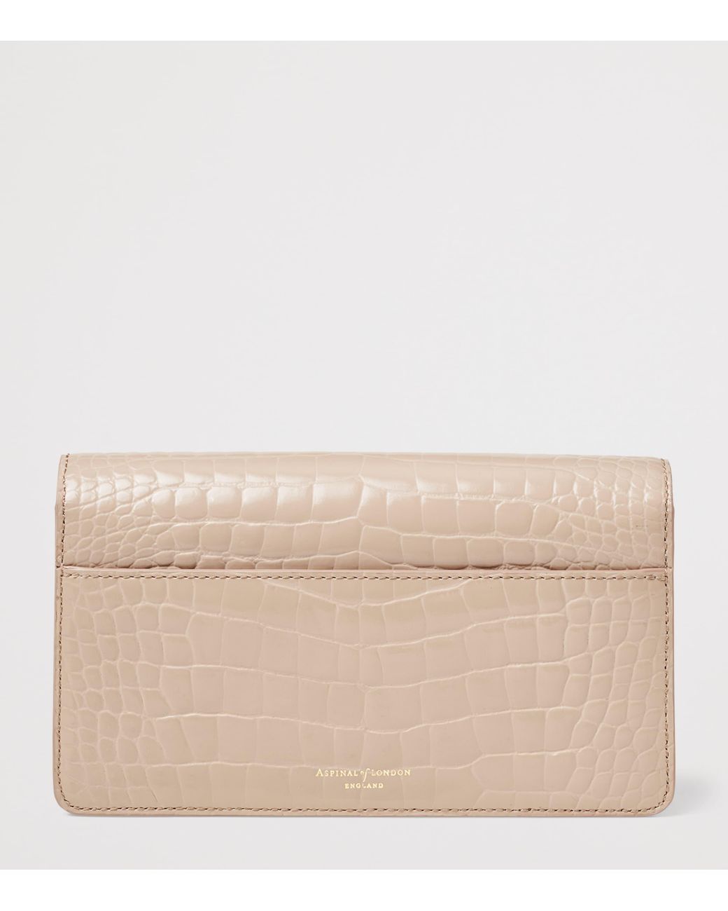 Aspinal Natural Croc-Embossed Leather Mayfair 2 Clutch Bag