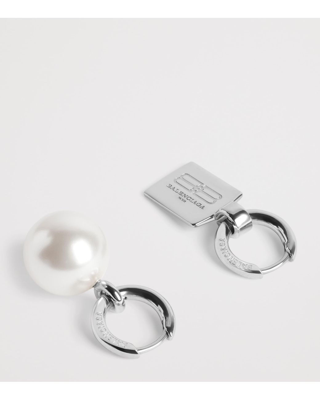 Balenciaga White Malibu Pearl Earrings for men