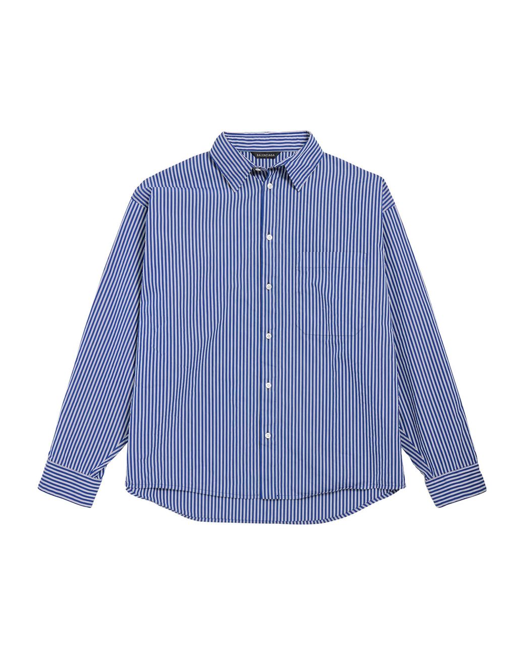 Balenciaga Blue Cotton-Blend Striped Shirt for men