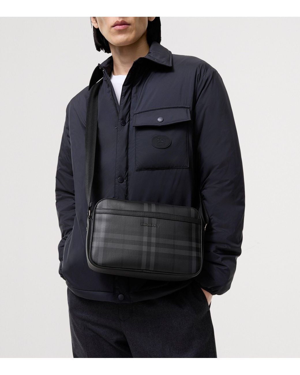 Burberry Black City Check Cross-Body Bag for men
