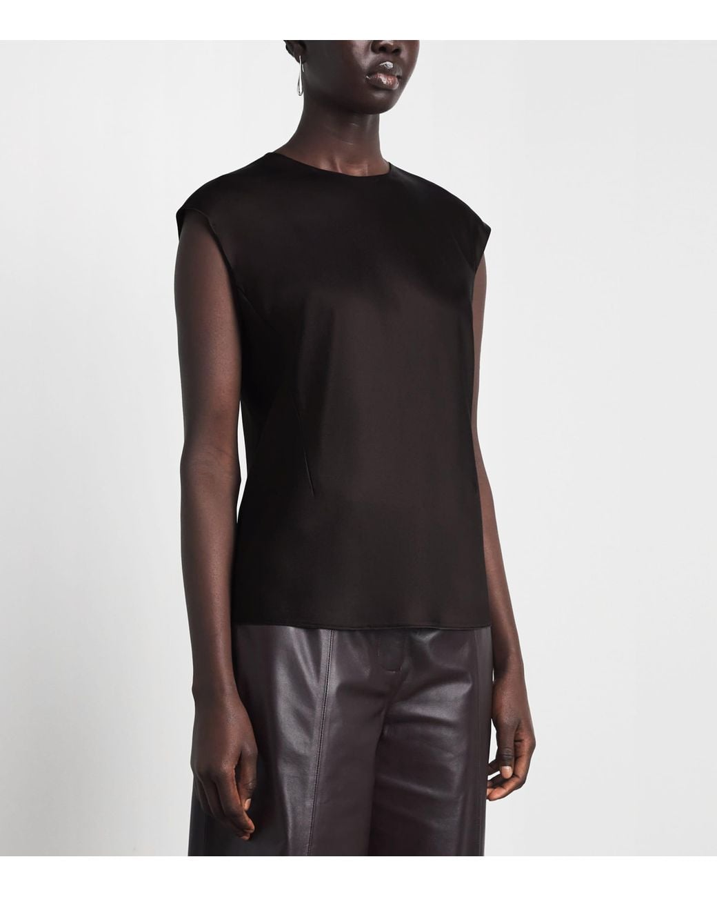 Vince Black Satin Sleeveless Blouse