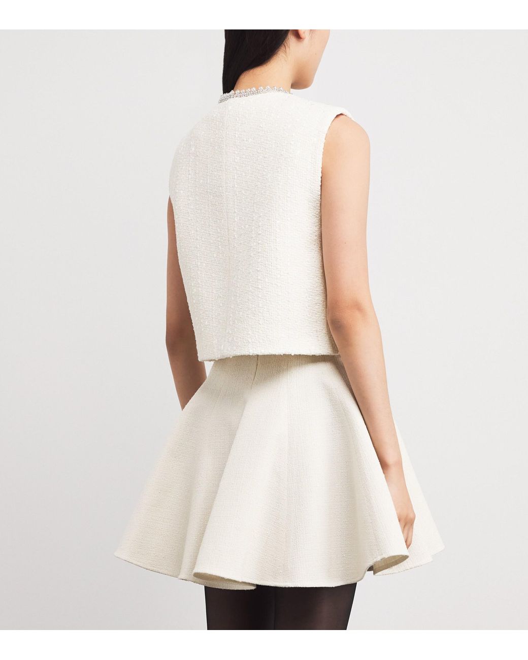 Maje White Tweed Jewel-Embellished Waistcoat