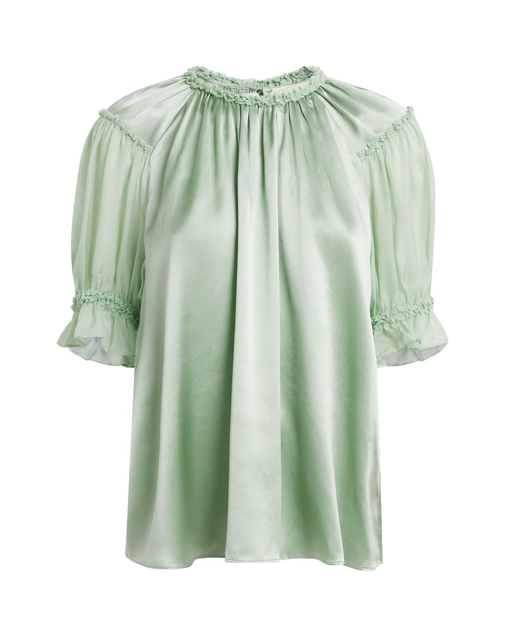 Ulla Johnson Green Silk Alina Blouse