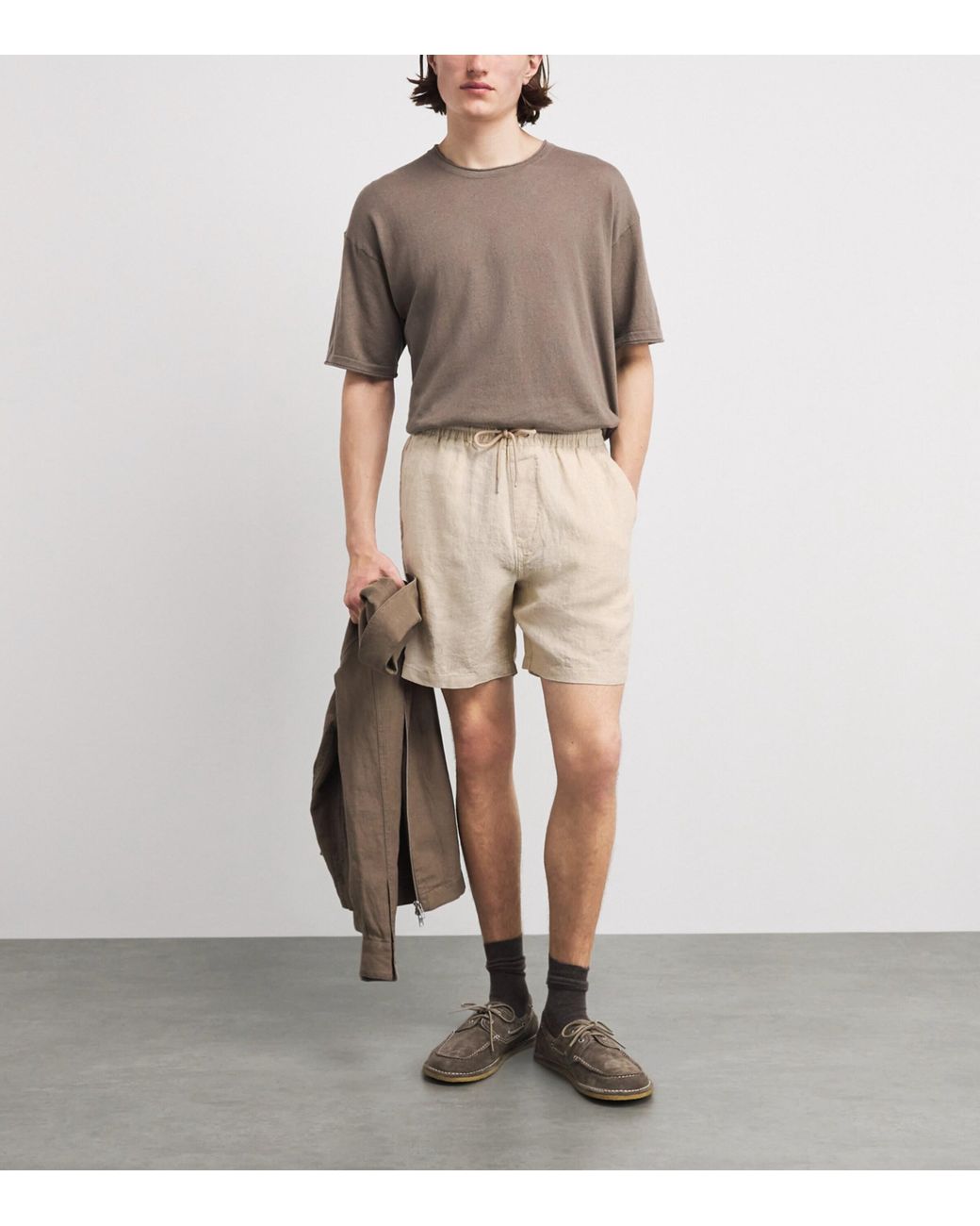 NN07 Natural Linen Drawstring Gregor Shorts for men