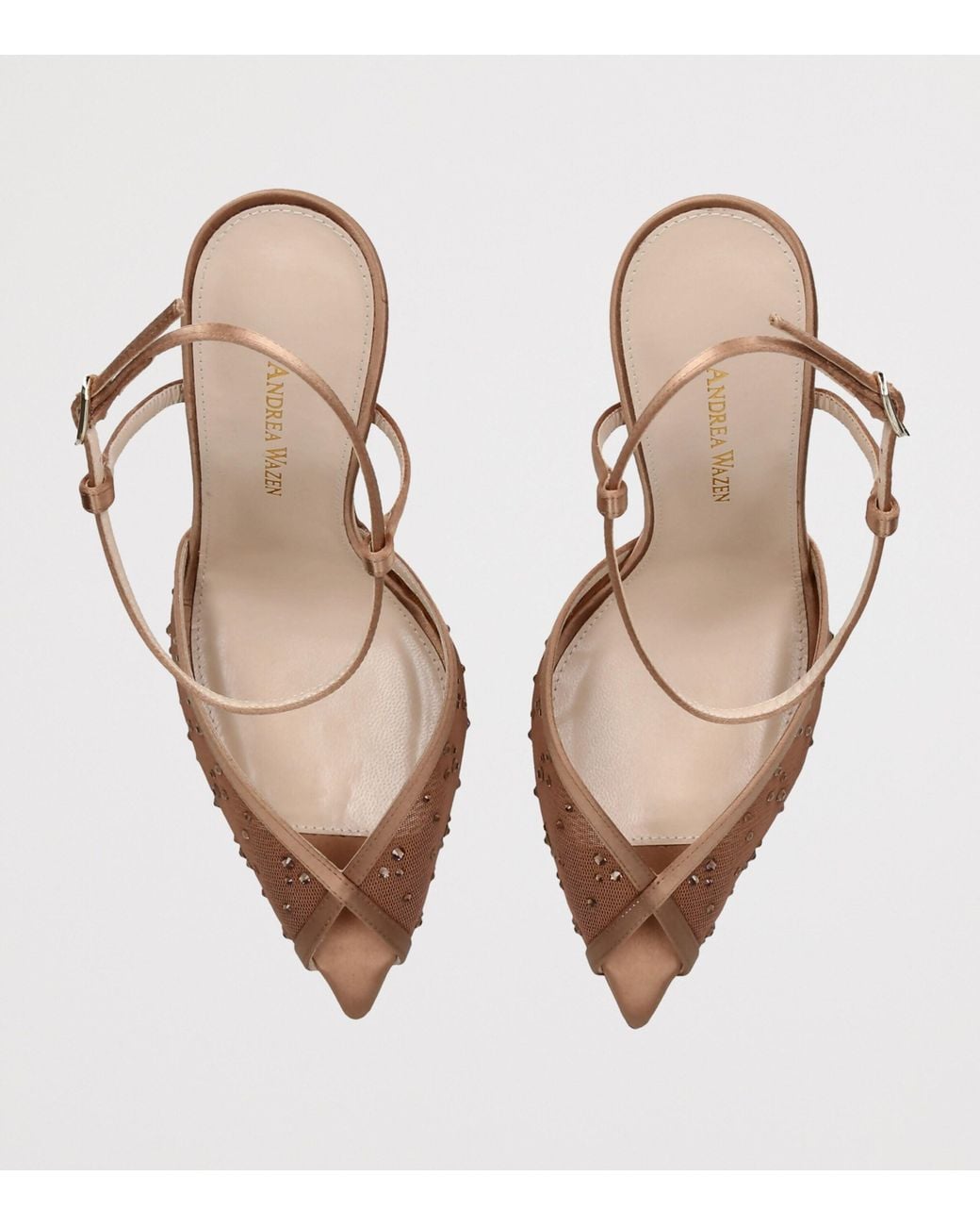 Andrea Wazen Brown Mesh Katy Glitz Pumps 105