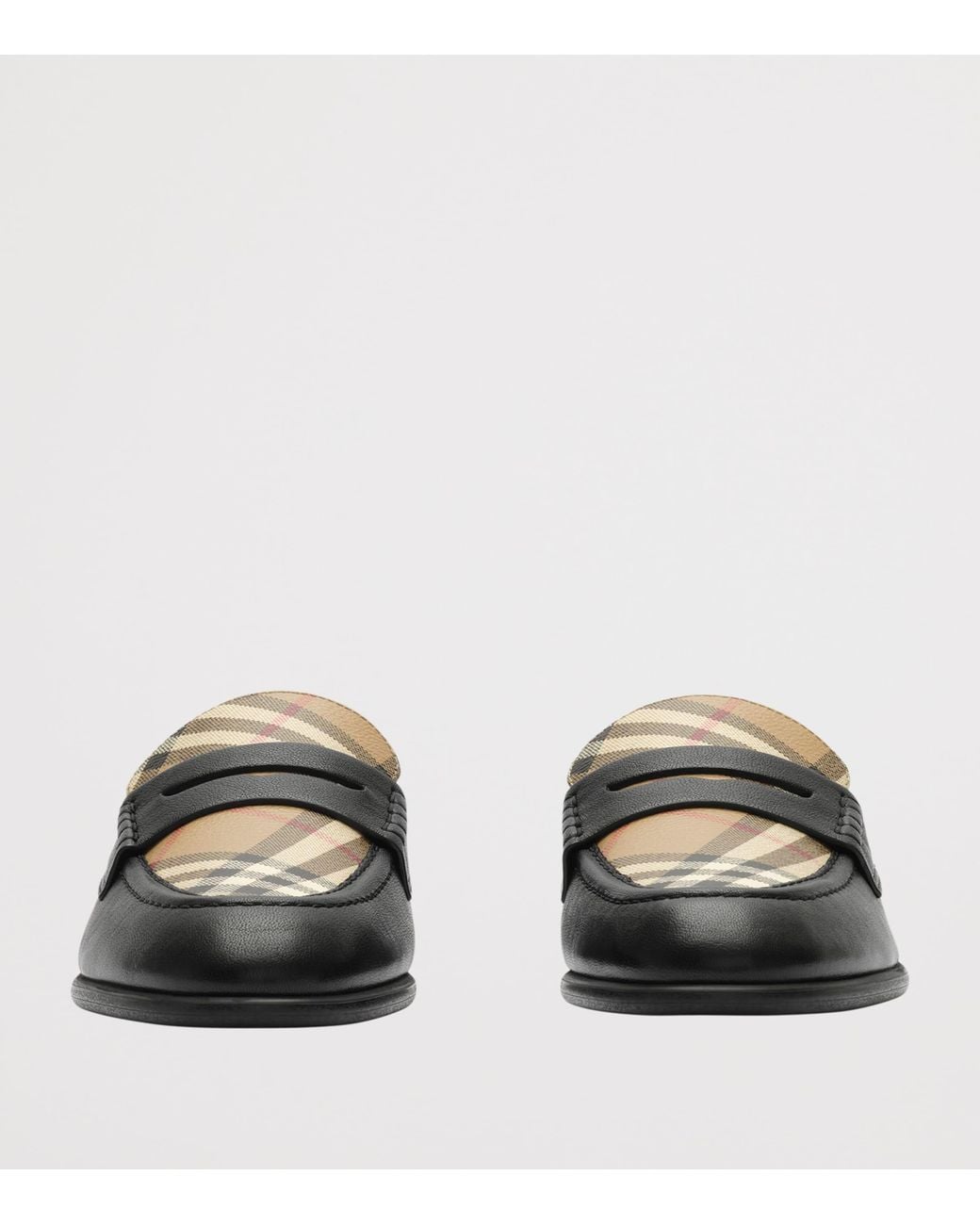 Burberry Black Leather Check Opal Mules