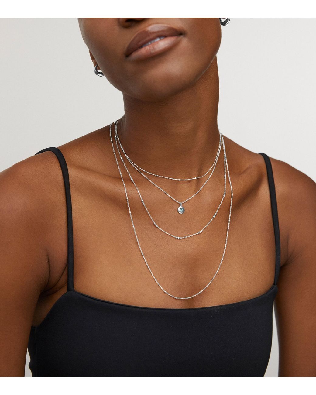 Monica Vinader White Sterling Beaded Chain Necklace