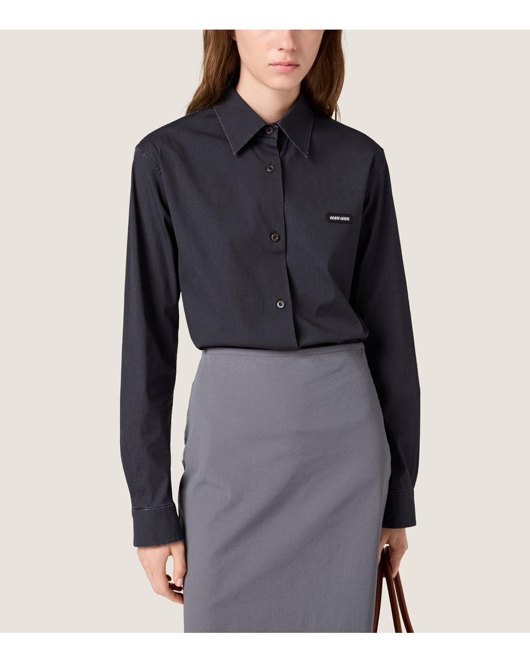 Miu Miu Blue Stretch-Poplin Shirt