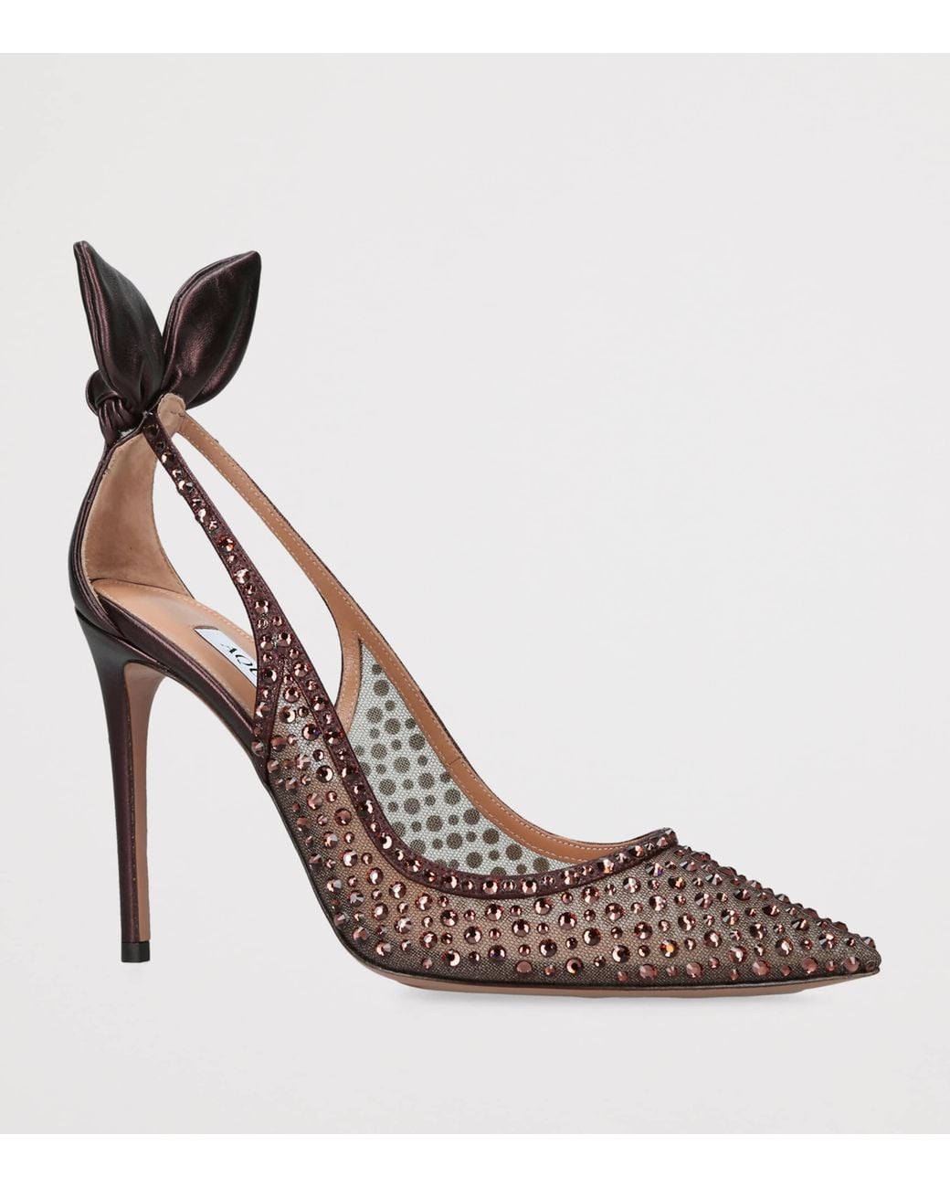 Aquazzura Brown Crystal-Embellished Bow Tie Pumps 105