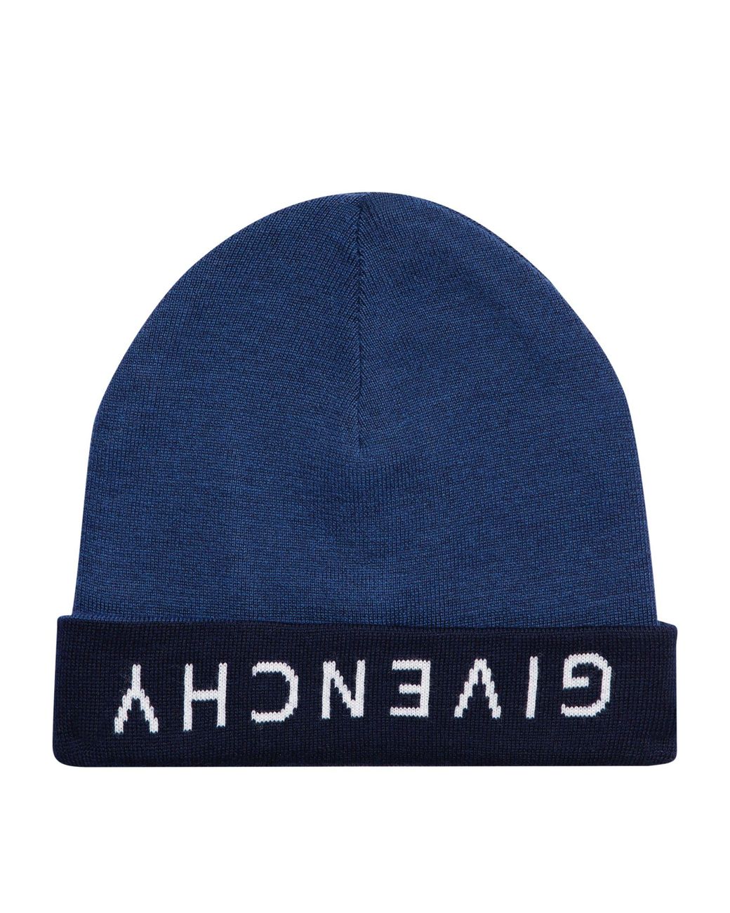 Givenchy Wool Logo Reversible Beanie Hat in Blue for Men - Lyst