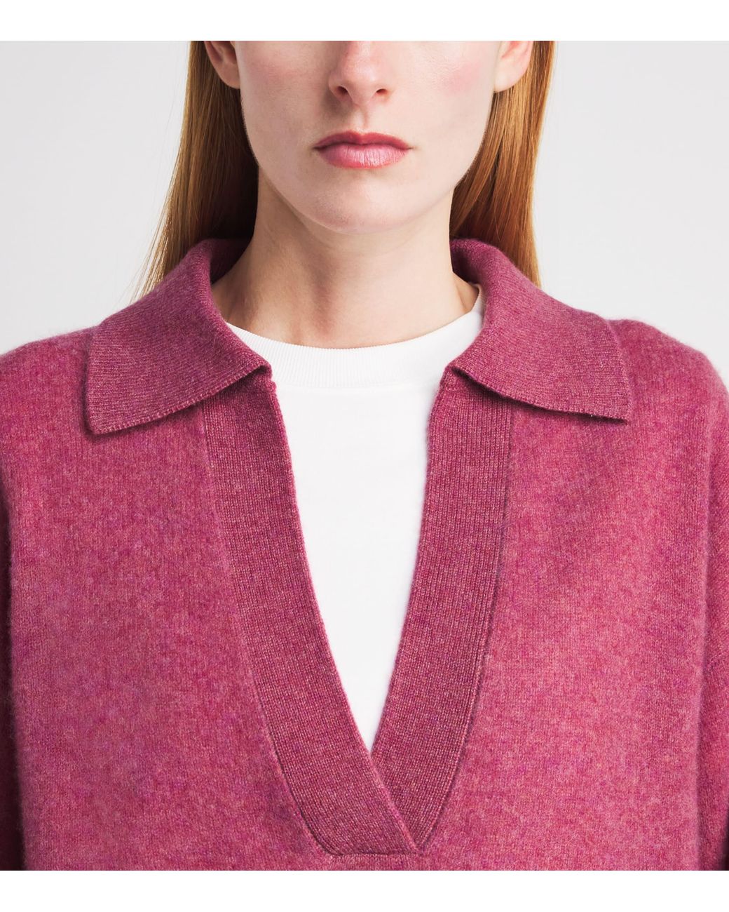 LeKasha Pink Organic Cashmere Jacksob Polo Sweater