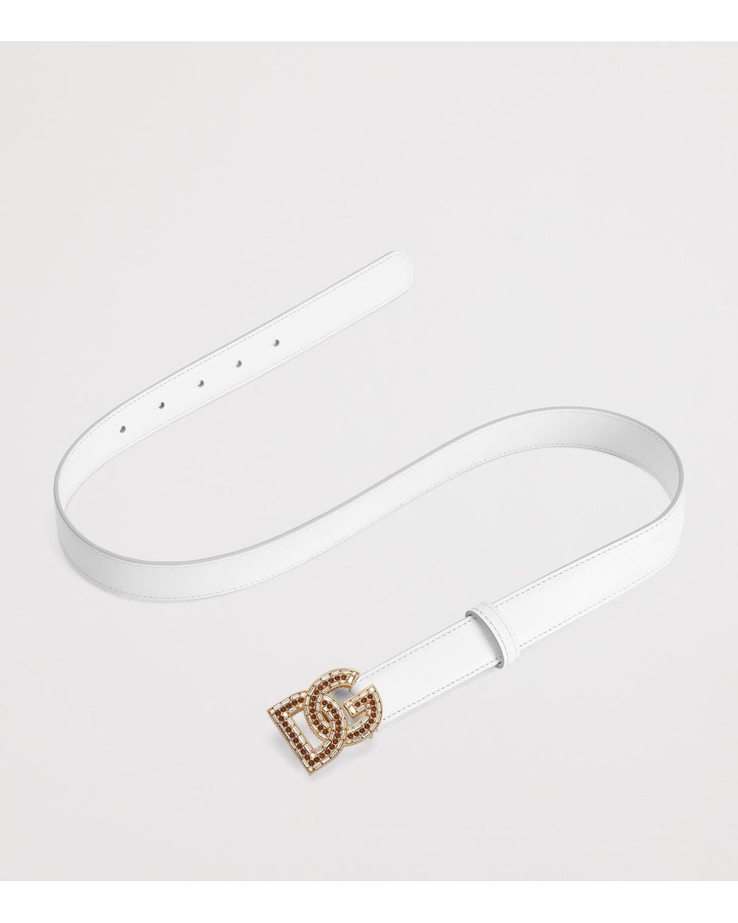 Dolce & Gabbana White Calfskin Logo Belt