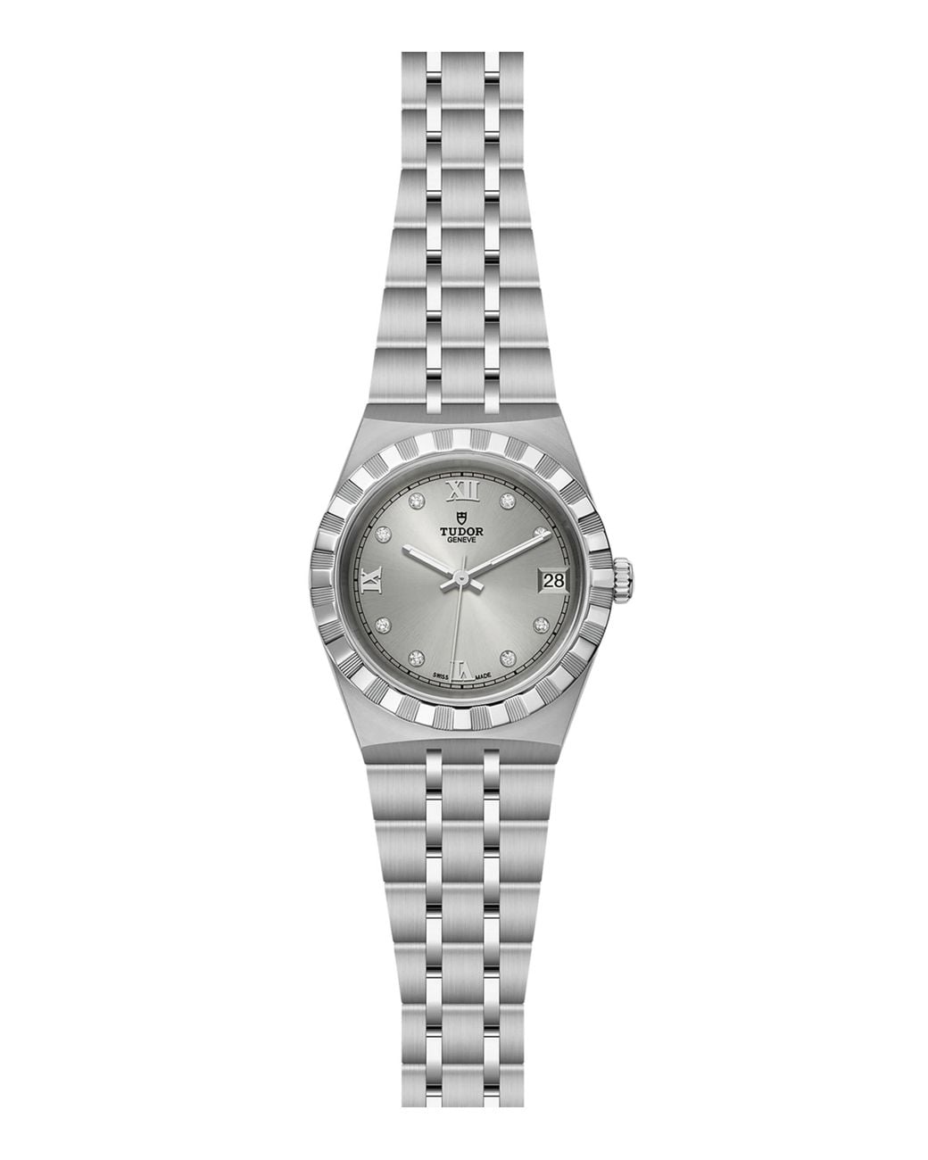 Tudor Gray Stainless Steel And Diamond Royal Watch