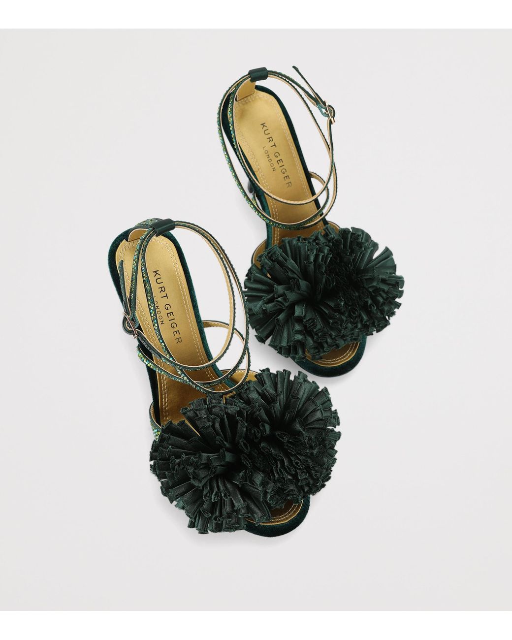 Kurt Geiger Black Embellished Pom Pom Heeled Sandals