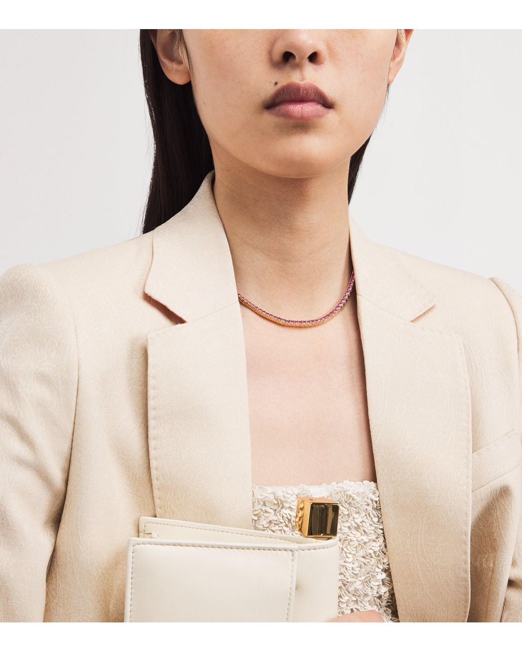 Anita Ko Metallic And Sapphire Hepburn Necklace
