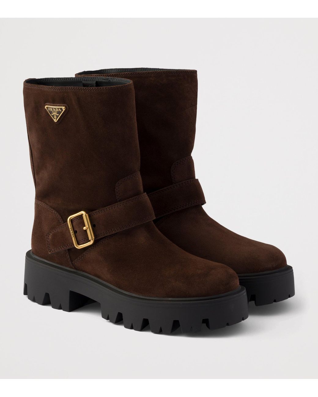 Prada Brown Suede Biker Boots