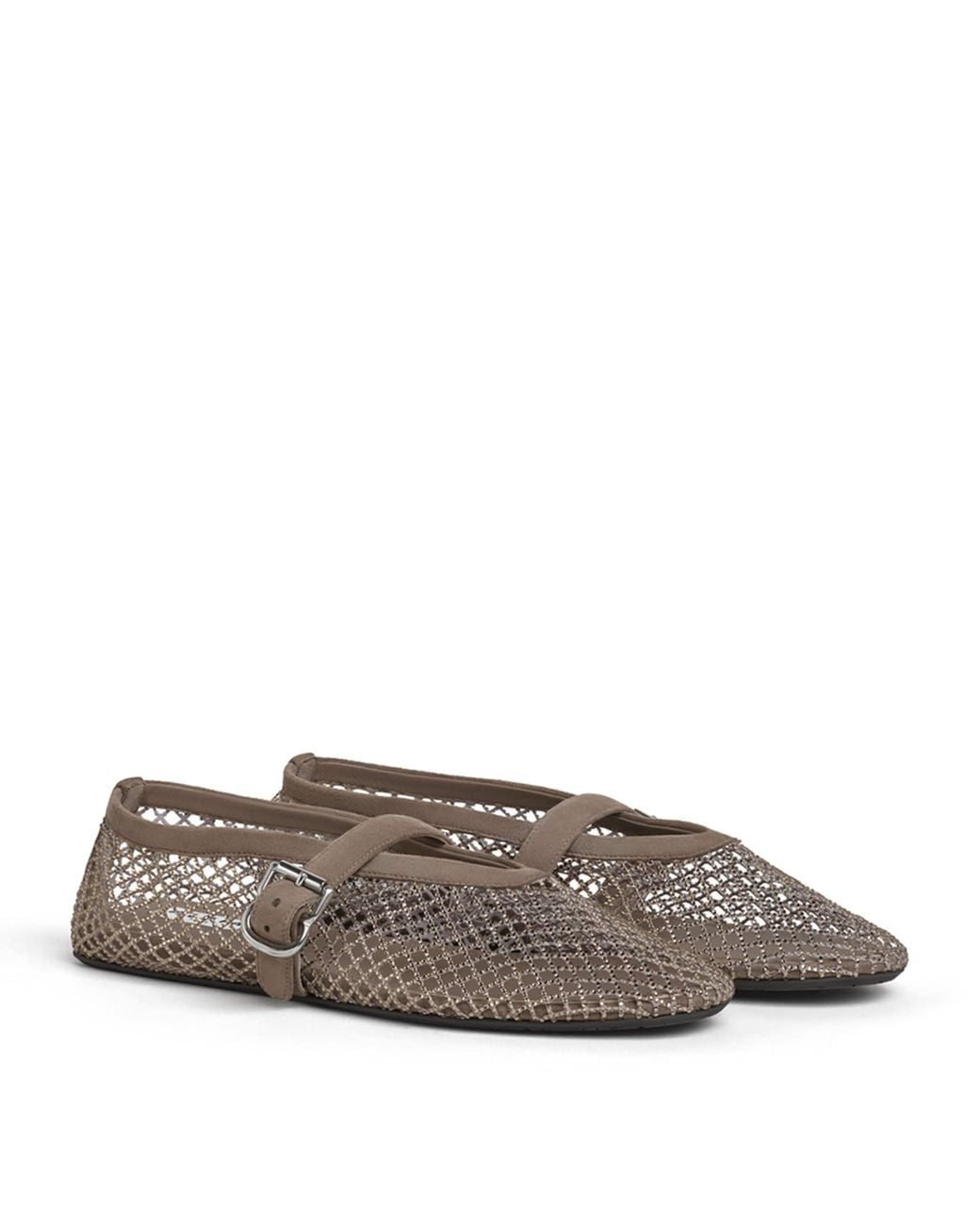 Alaïa Gray Beaded Mesh Ballet Flats