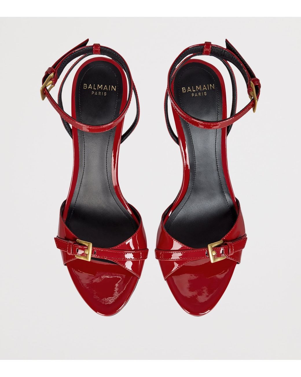 Balmain Red Patent Leather Anthem Heeled Sandals 95