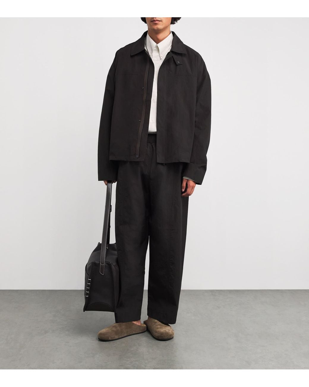 Studio Nicholson White Cotton Stripe Oversized Ruskin Shirt for men